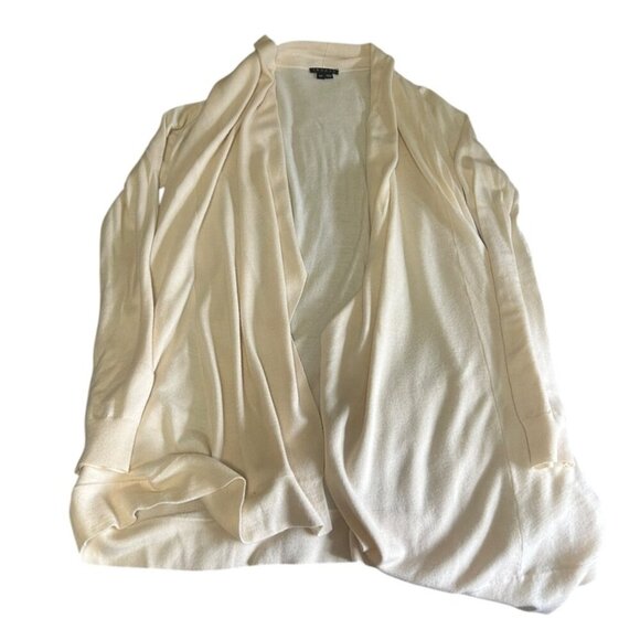 Theory Womens Aya Fluidity Wool Silk Cardigan Sweater Cream Knit Size Small - Picture 1 of 5